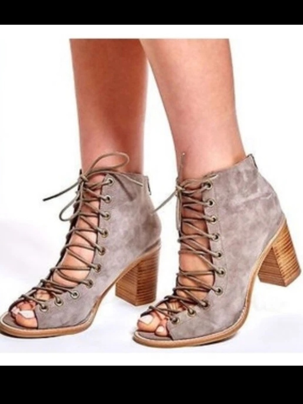 Jeffrey Campbell Cors Women's Olive Green Suede Lace-Up Ankle Bootie